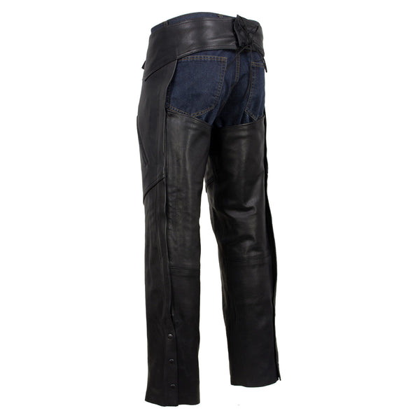 Hot Leathers CHM5001 USA Made Men's 'Cloak' Classic Black Premium Leather  Motorcycle Chaps