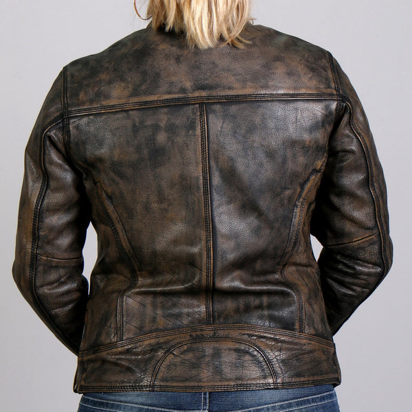Hot Leathers JKL1024 Women's Distressed Brown Leather Jacket with