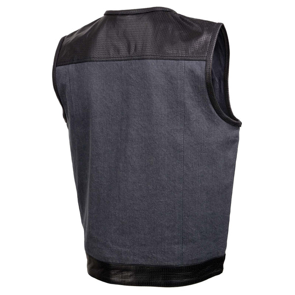 Perforated Leather Club Style Motorcycle Vest