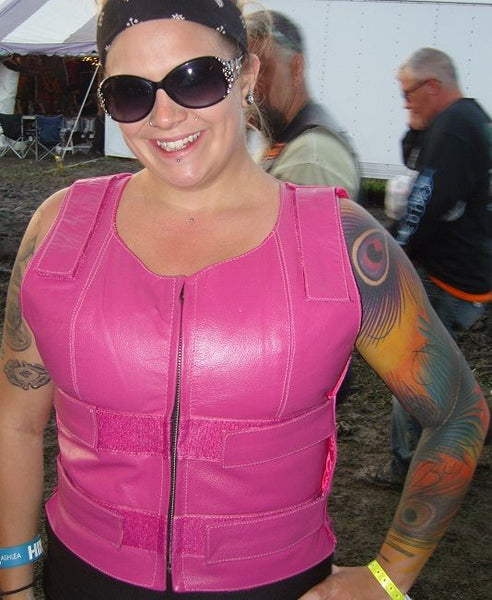 Pink leather hot vest