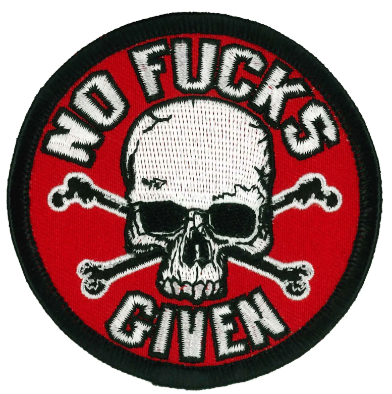 PPW1032 PATCH NO FUCKS GIVEN W/ SKULL 3X3 - HighwayLeather