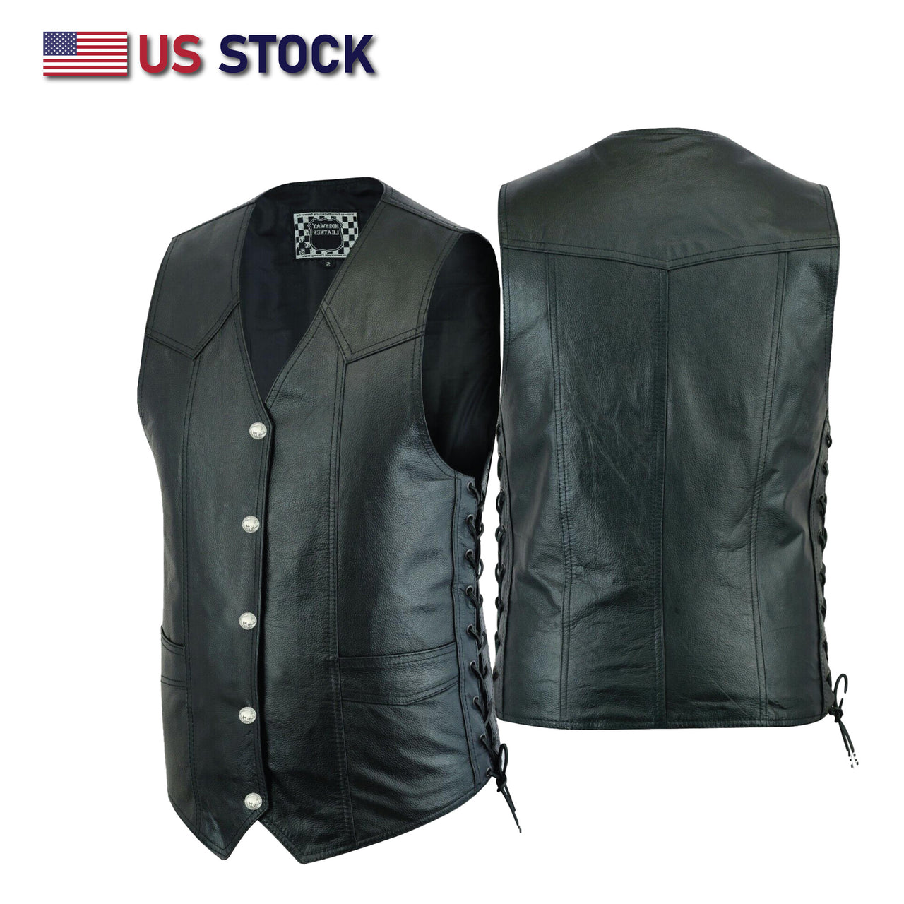 Men's Motorcycle Leather Western Vest Side Lacing | HighwayLeather