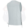 HL11614WHITE Men Side Lace Leather WHITE Vest Traditional - HighwayLeather