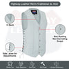 HL11614WHITE Men Side Lace Leather WHITE Vest Traditional - HighwayLeather