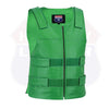 HL11643 Green Bulletproof Style tactical street leather vest - Zippered - HighwayLeather