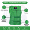 HL11643 Green Bulletproof Style tactical street leather vest - Zippered - HighwayLeather