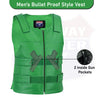 HL11643 Green Bulletproof Style tactical street leather vest - Zippered - HighwayLeather