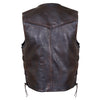 BROWN HL11650BROWN Heavy Metal Rocker Braid Waistcoat Motorcycle Vest Buckle - HighwayLeather