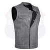 HL11689 Grey SOA Men's Leather Vest Anarchy Motorcycle Biker Club Concealed Carry Outlaws - HighwayLeather