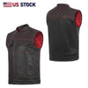 RED HL11693SPTRED Black Men Cross Stitch Club Leather Vest