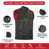 RED HL11693SPTRED Black Men Cross Stitch Club Leather Vest