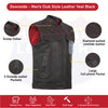 RED HL11693SPTRED Black Men Cross Stitch Club Leather Vest