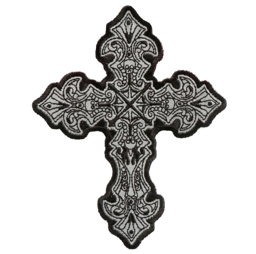 PATCH REFLCTIVE CRUCIFIX 4"-PPB1210 : 4W 5H - HighwayLeather