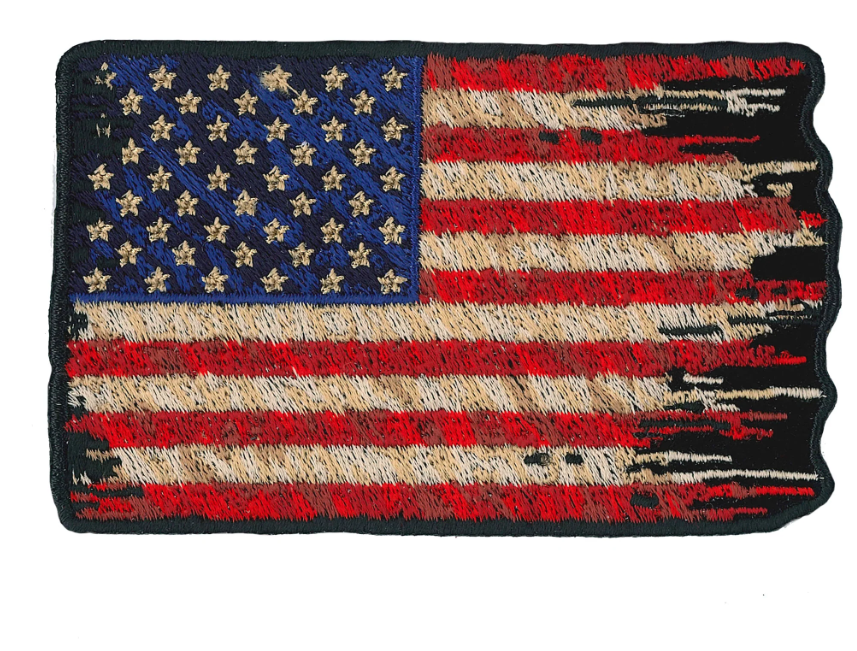 PATCH TATTERED FLAG 4"-PPQ1370 : 4"X2.5" - HighwayLeather