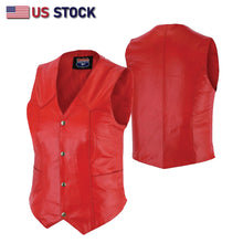 HL14500RED Ladies Women soft leather Red biker motorcycle vest black concealed carry - HighwayLeather