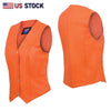 HL14500ORANGE Ladies Women soft leather ORANGE biker motorcycle vest black concealed carry - HighwayLeather