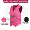 HL14501 HotPink Women's HotPink color side laced Leather Vest with Gun pockets for clubs - HighwayLeather