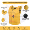 HL14945YELLOW Women Yellow bullet proof style leather vest- for biker club - HighwayLeather