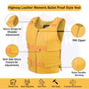 HL14945YELLOW Women Yellow bullet proof style leather vest- for biker club - HighwayLeather