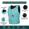 14945Teal WOMEN BULLET PROOF LEATHER VEST - HighwayLeather