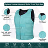 14945Teal WOMEN BULLET PROOF LEATHER VEST - HighwayLeather