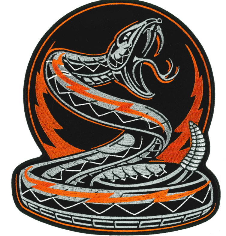 PATCH RATTLER EMBLEM 8"-PPQ1568 : 7"X8" - HighwayLeather