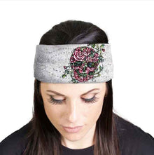 MLA8038 HEAD BAND LYCRA JERSEY ROSE SKULL SUBLIMATION - HighwayLeather