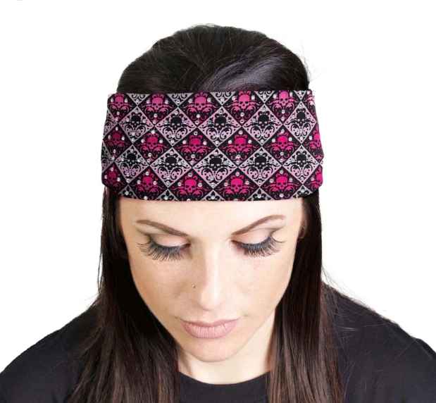 MLA8022 HEAD BAND LYCRA JERSEY FLEUR DE SKULLS SUBLIM - HighwayLeather