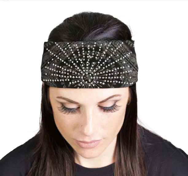 HEAD BAND LYCRA JERSEY BANDANA CLASSIC BLACK - HighwayLeather