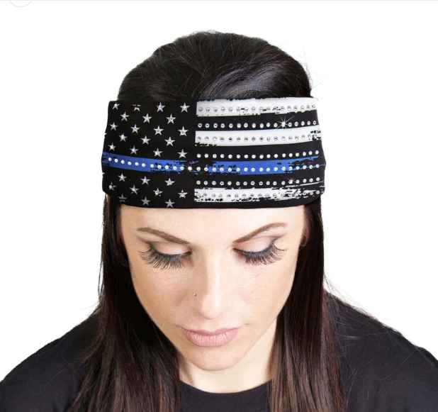 MLA8014 HEAD BAND LYCRA JERSEY BLUE FLAG SUBLIMATION - HighwayLeather