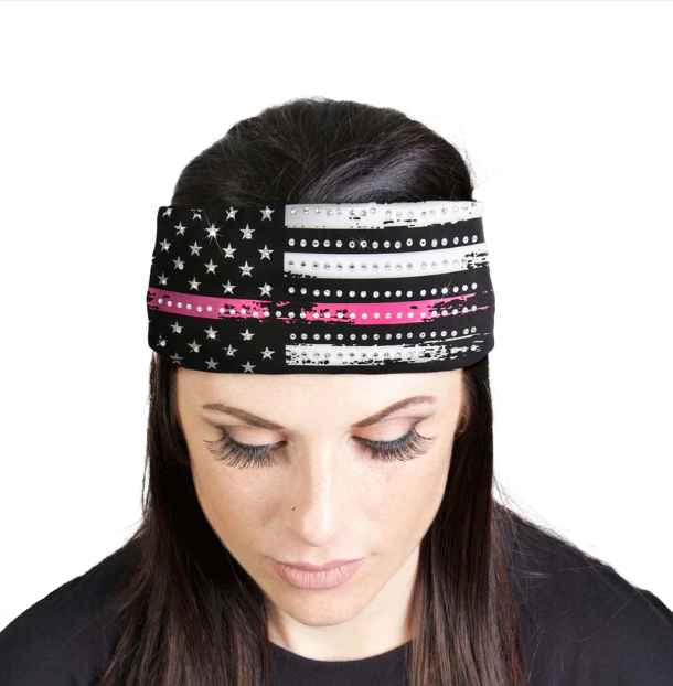 MLA8033 HEAD BAND LYCRA JERSEY PINK FLAG SUBLIMATION - HighwayLeather