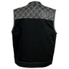 Milwaukee Leather MDM3035 Men's 'Wrecker' Black Denim and Leather Club Style Vest w/ Diamond Quilt Design