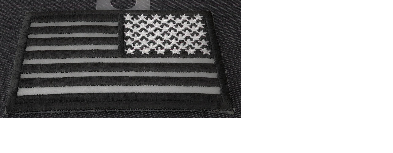 P3688 Reverse Black Reflective US Flag  3x2 inch - HighwayLeather