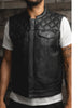 BLACK FIM671CDM Double Diamond Stitch Club Leather Motorcycle Vest Naked Leather - HighwayLeather