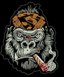 ML188386 Angry Gorilla with RED cigar ORANGE BAND  11x13 Patch - HighwayLeather