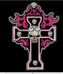 CROSS 6 SKULL PINK  11X8 - HighwayLeather