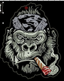 ML188429 Angry Gorilla with RED cigar GREY BAND  Patch - HighwayLeather