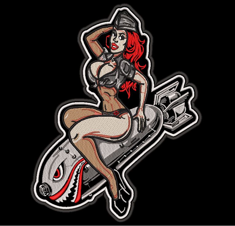 ML189165 Lady Riding on Fish 12x9 Patch - HighwayLeather