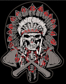 ML189162 Indian Skull with Two Axe 12x10 Patches - HighwayLeather