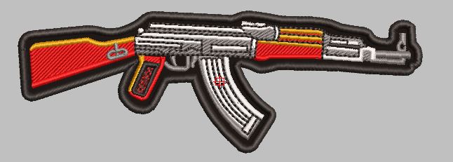 AK 47 Gun red color    5x2 - HighwayLeather