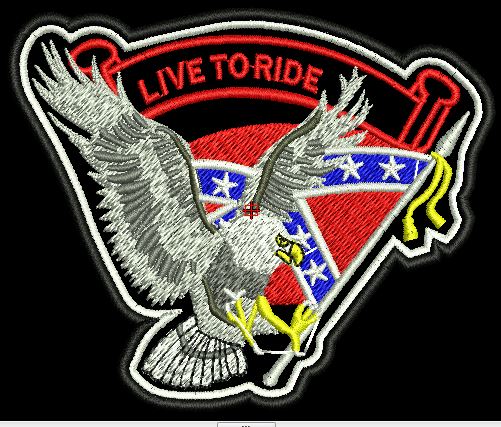 LIVE TO RIDE GREY EAGLE WITH US FLAG  3X3.5 - HighwayLeather