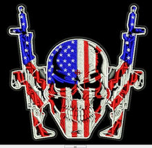 US FLAG SKULL WITH TWO GUNS  4X3 - HighwayLeather