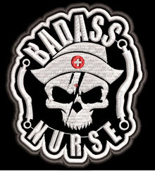 Bad Ass Nurse health logo skull  4x3.5 - HighwayLeather