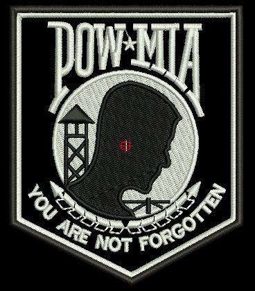 POW MIA SMALL WHITE AND BLACK  3x4 - HighwayLeather