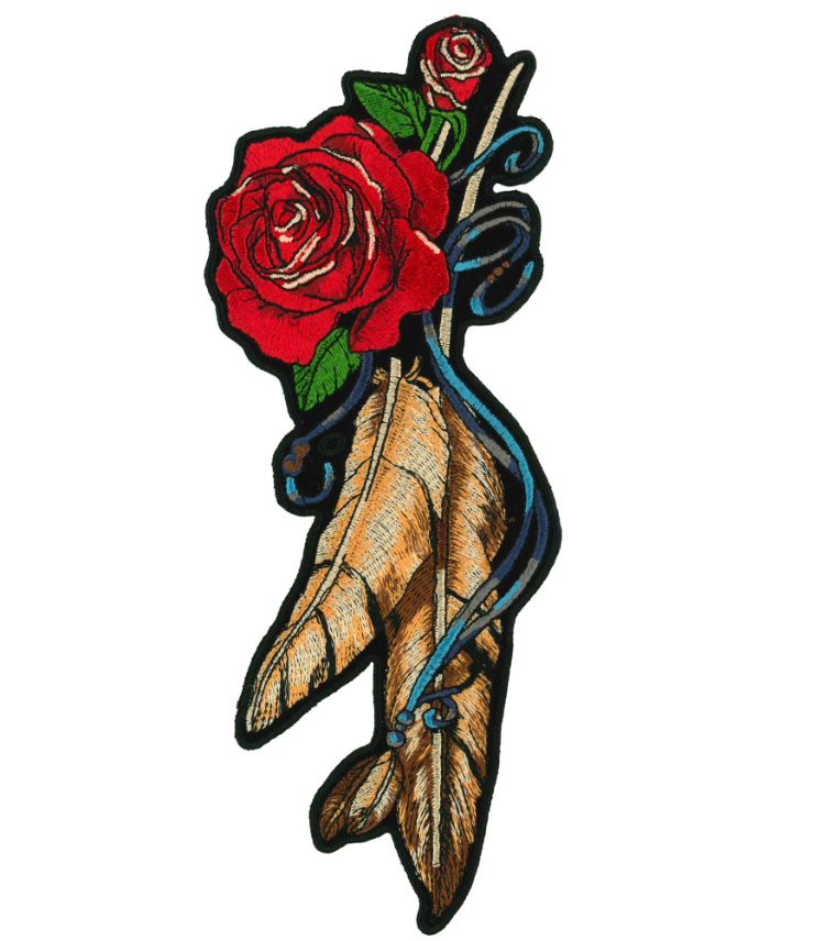 PATCH FEATHER & ROSES 3.5"-PPA7537 : 3.5W9H - HighwayLeather