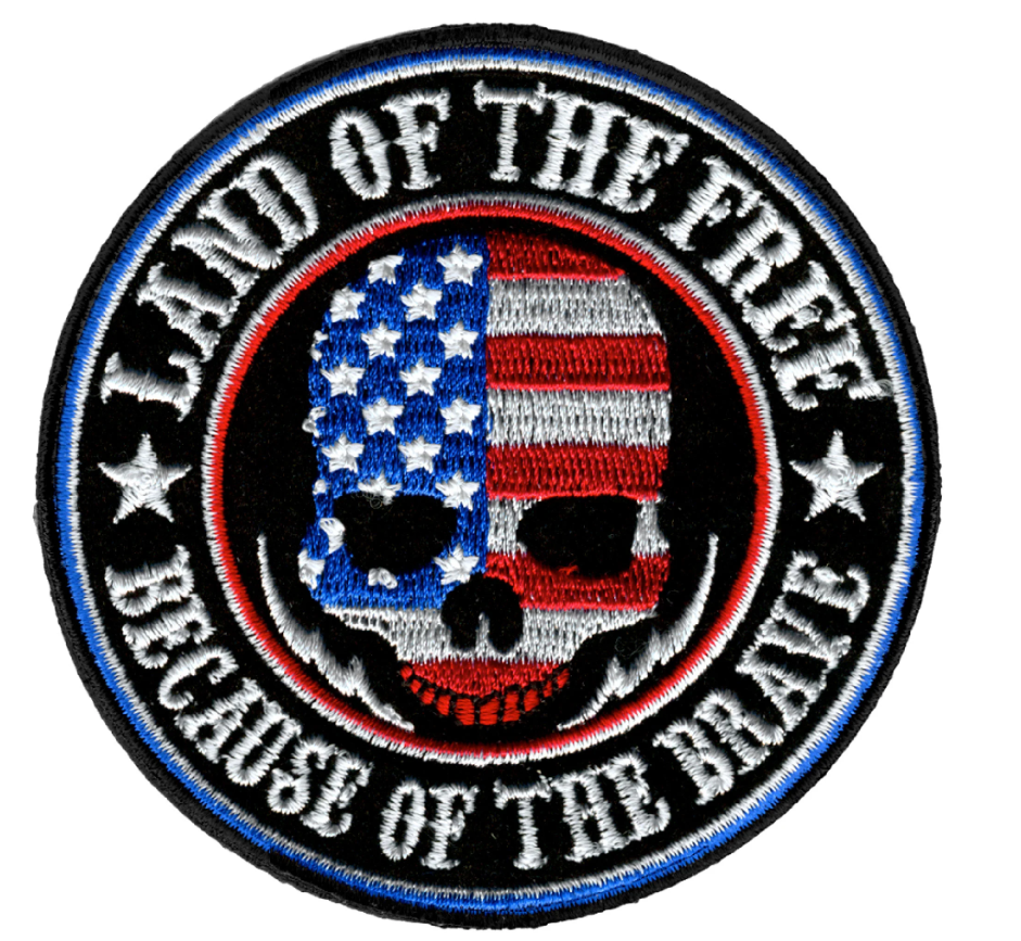 PATCH LAND OF THE FREE SKLL 9"-PPA8067 : 9"X9" - HighwayLeather