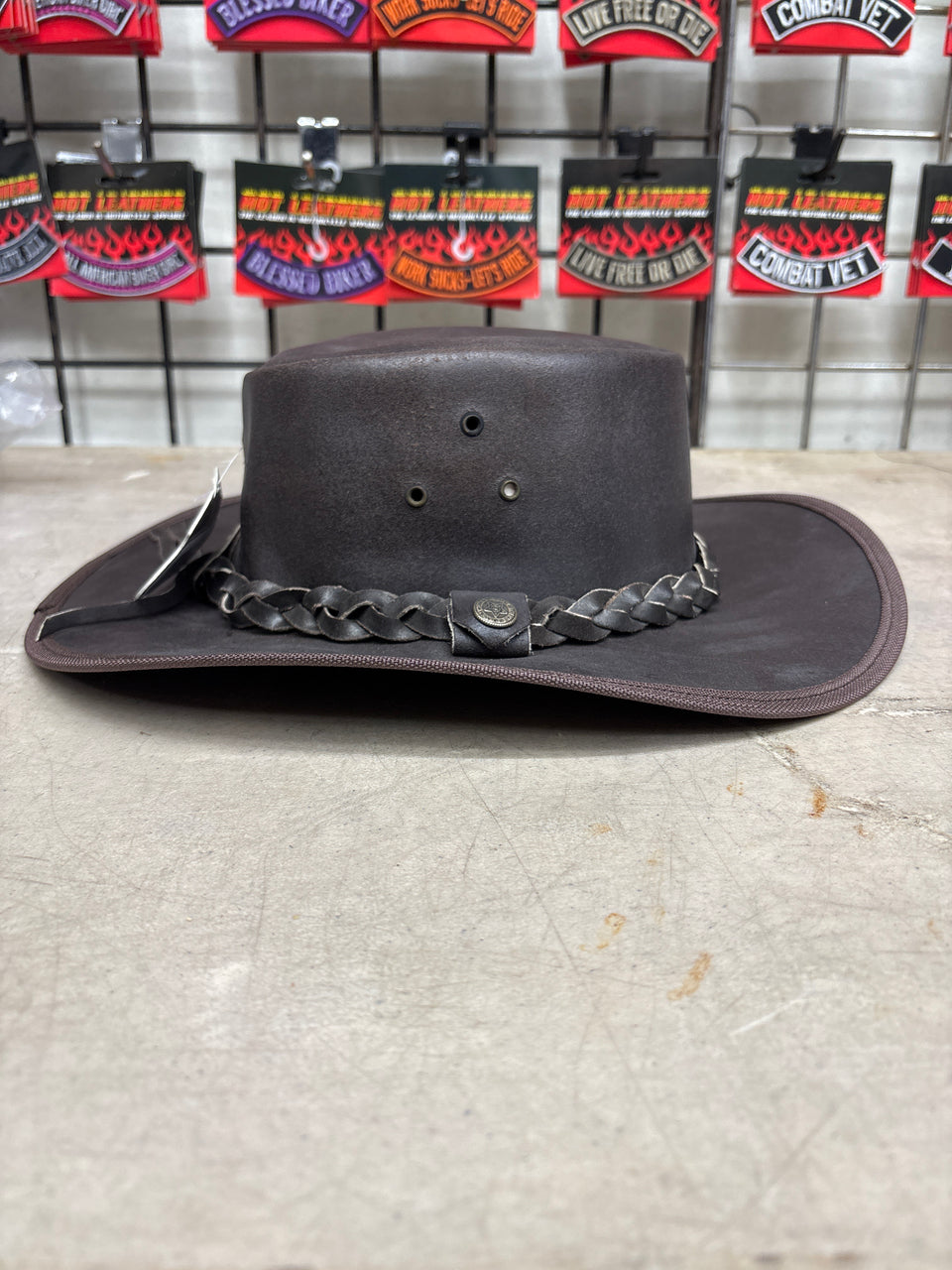 HL80119BROWN Outback Cowboy Leather Hat