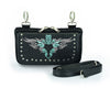 HL80156TEAL Turquoise tribal Heart Hip Clip Leather Bag Women TEAL Waist Bag Fanny Pack Motorcycle Biker TEAL - HighwayLeather