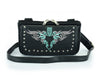 HL80156TEAL Turquoise tribal Heart Hip Clip Leather Bag Women TEAL Waist Bag Fanny Pack Motorcycle Biker TEAL - HighwayLeather