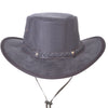 HL80111BROWN - Handcrafted Brown Leather TOP HAT shapeable brim - HighwayLeather